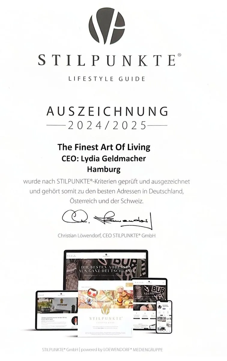 STILPUNKTE Auszeichnung 2024/2025 für The Finest Art Of Living, CEO Lydia Geldmacher, Hamburg
